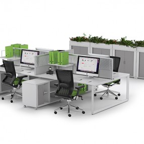 Modern workstation setup with touches of lime green